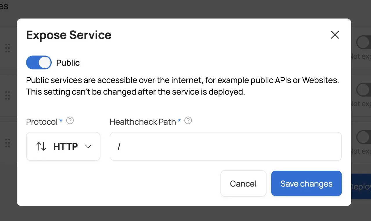 Expose Service Dialog